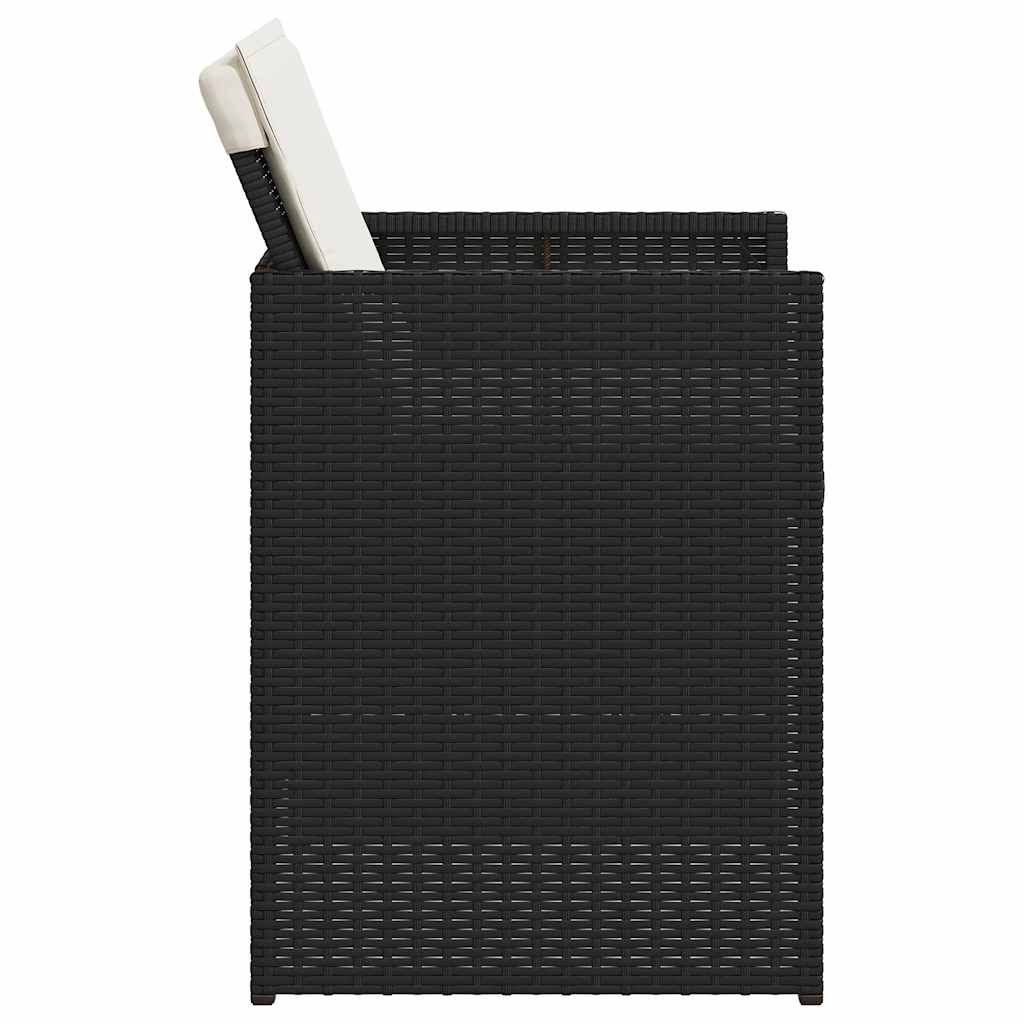 5 részes fekete polyrattan kerti étkezőgarnitúra párnákkal