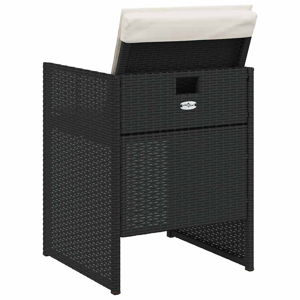 5 részes fekete polyrattan kerti étkezőgarnitúra párnákkal