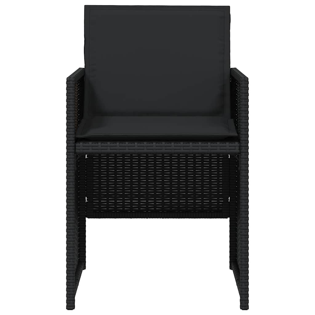 5 részes fekete polyrattan kerti étkezőgarnitúra párnákkal