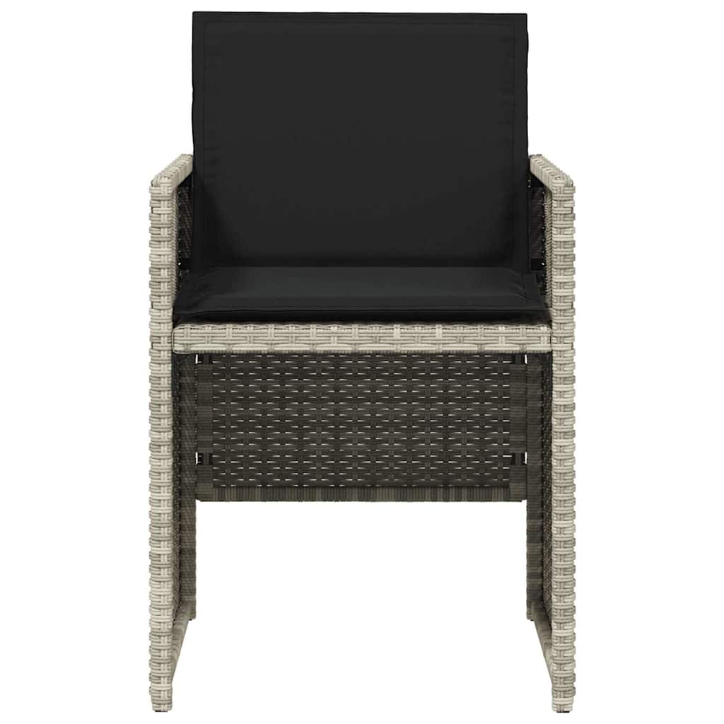 5részes világosszürke polyrattan kerti étkezőgarnitúra párnával