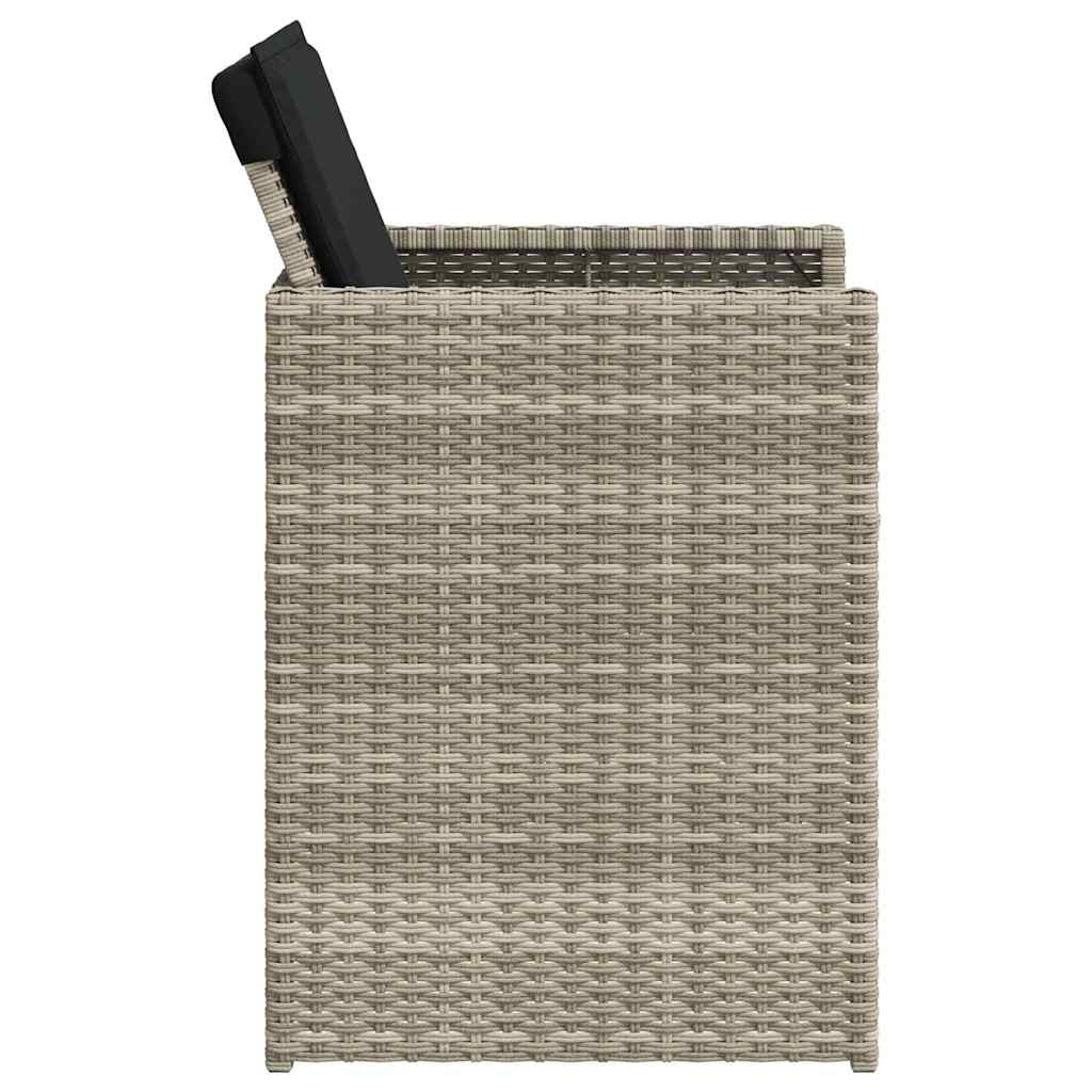 5részes világosszürke polyrattan kerti étkezőgarnitúra párnával