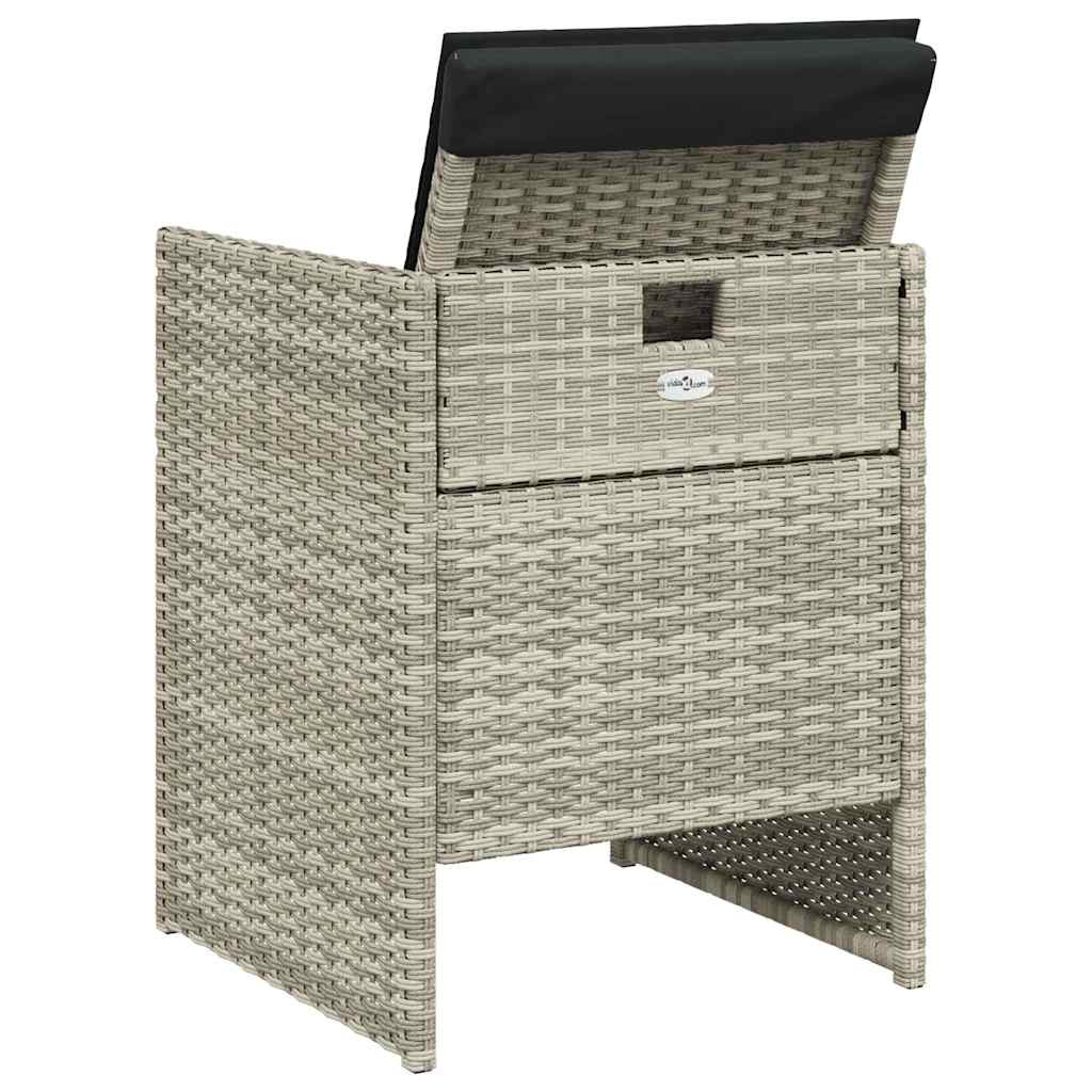 5részes világosszürke polyrattan kerti étkezőgarnitúra párnával