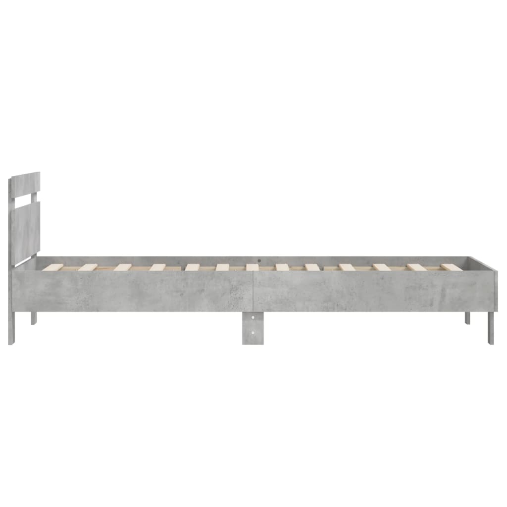 betonszürke szerelt fa ágykeret fejtámlával 100x200 cm