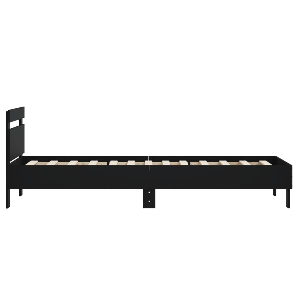 fekete szövet ágykeret fiókokkal 75x190 cm