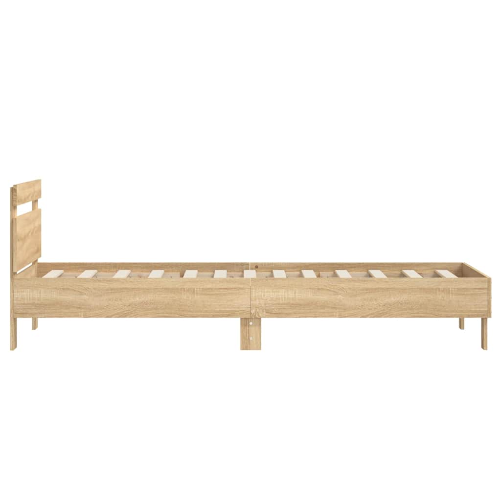 sonoma tölgy színű fejtámlás ágykeret matrac nélkül 75 x 190 cm