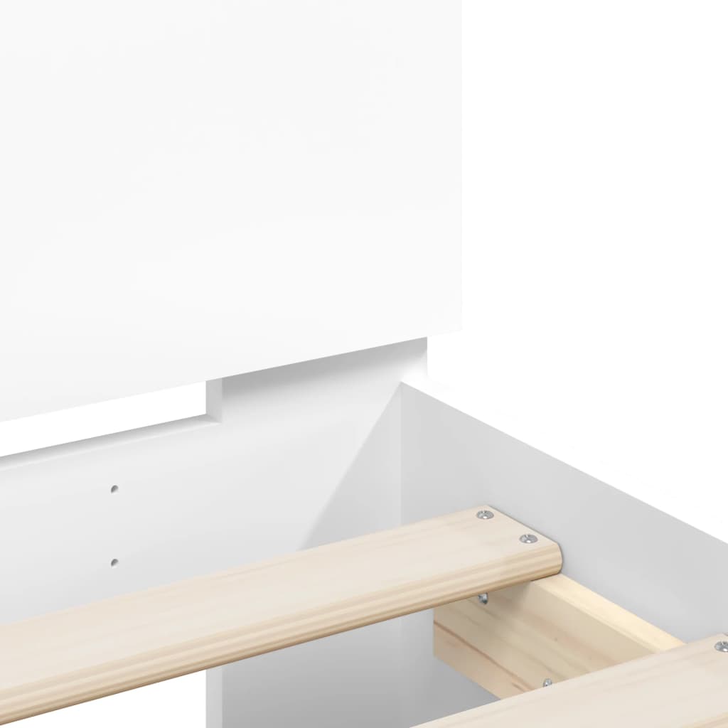 fehér ágykeret fejtámlával és LED-világítással 100 x 200 cm