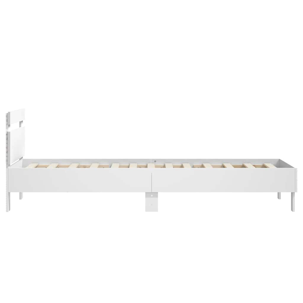 fehér ágykeret fejtámlával és LED-világítással 75 x 190 cm