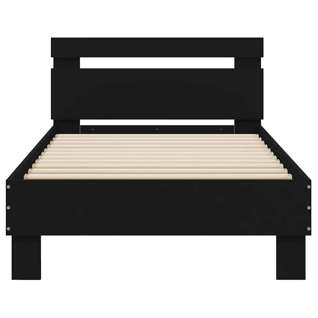 fekete ágykeret fejtámlával és LED-világítással 75 x 190 cm