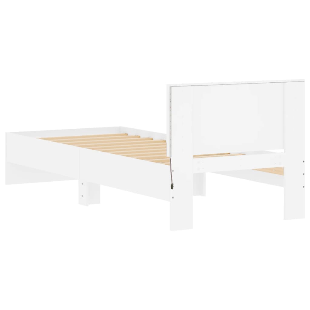 fehér ágykeret fejtámlával és LED-világítással 75 x 190 cm