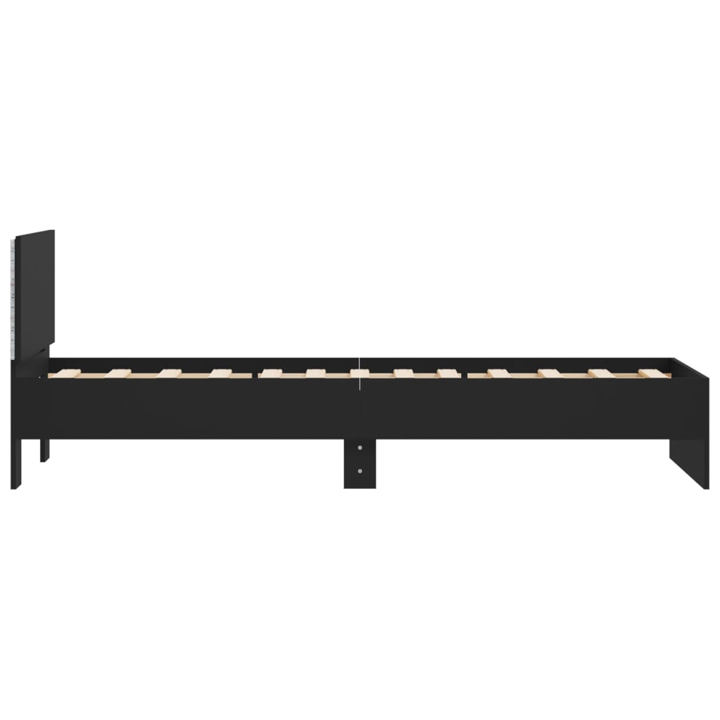 fekete ágykeret fejtámlával és LED-világítással 75 x 190 cm