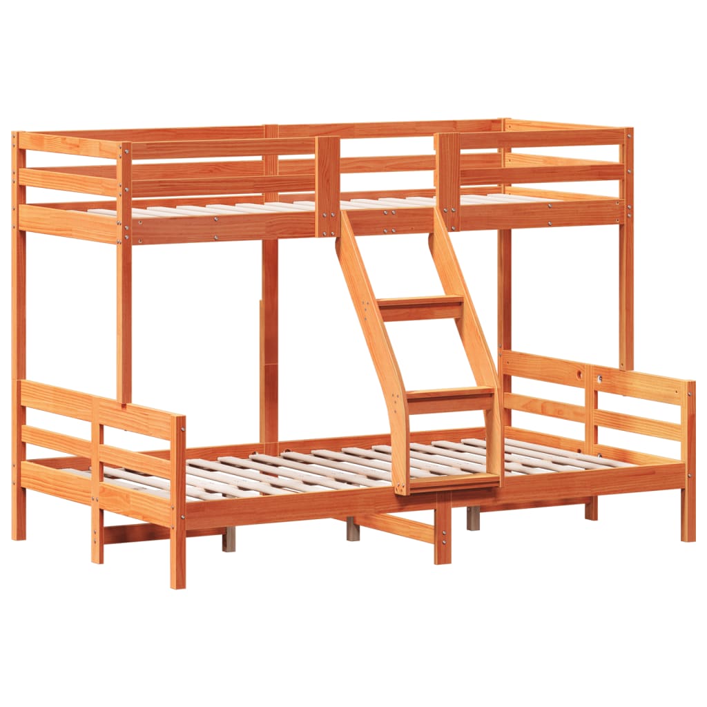 viaszbarna tömör fenyőfa emeletes ágy 90 x 200/120 x 200 cm