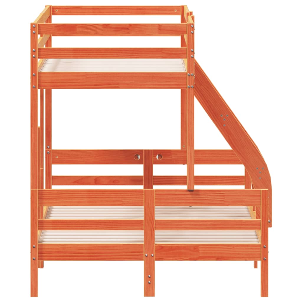 viaszbarna tömör fenyőfa emeletes ágy 90 x 200/120 x 200 cm