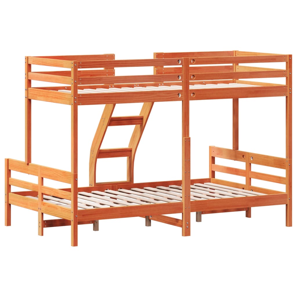 viaszbarna tömör fenyőfa emeletes ágy 90 x 200/120 x 200 cm