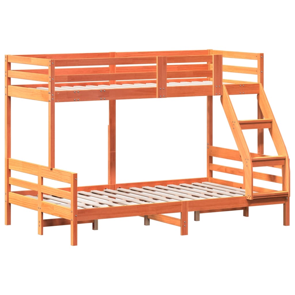 viaszbarna tömör fenyőfa emeletes ágy 80 x 200/120 x 200 cm
