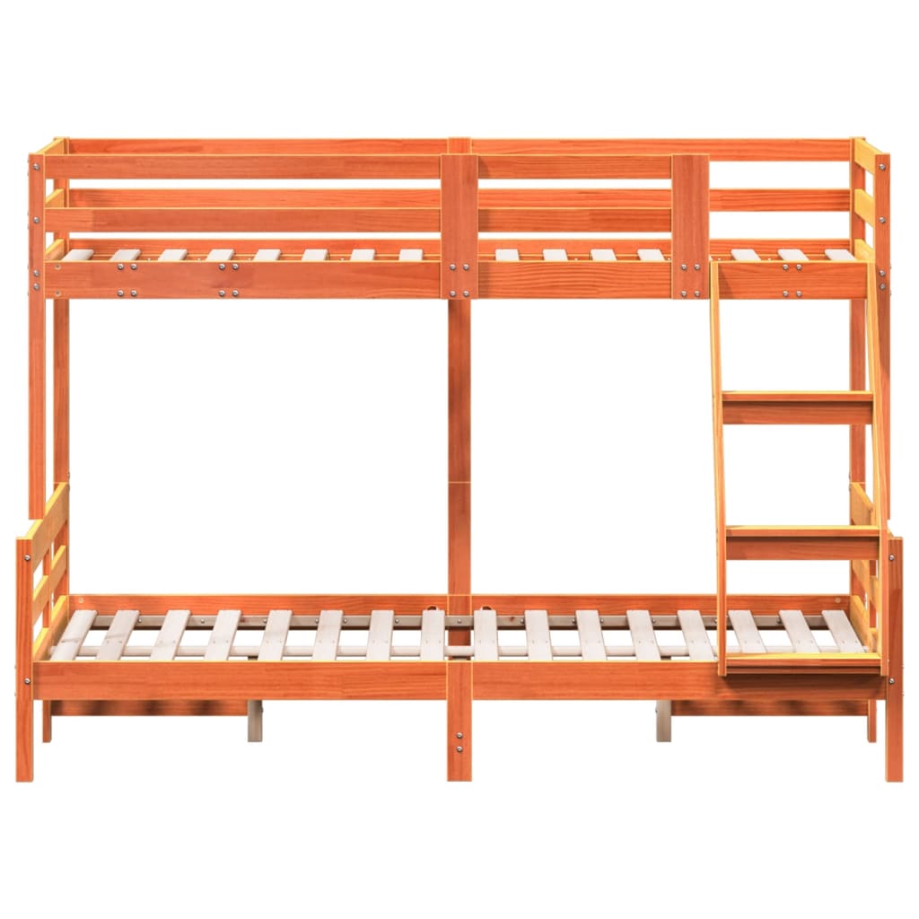 viaszbarna tömör fenyőfa emeletes ágy 80 x 200/120 x 200 cm