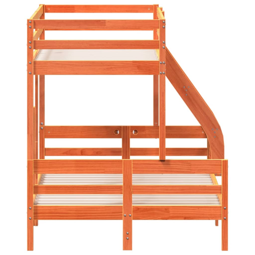 viaszbarna tömör fenyőfa emeletes ágy 80 x 200/120 x 200 cm