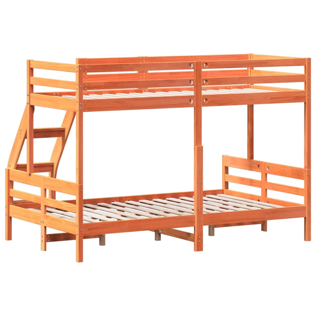 viaszbarna tömör fenyőfa emeletes ágy 80 x 200/120 x 200 cm