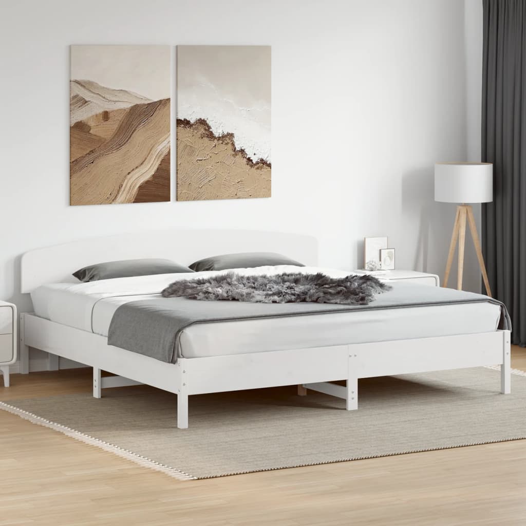 fehér tömör fenyőfa ágy matrac nélkül 200 x 200 cm
