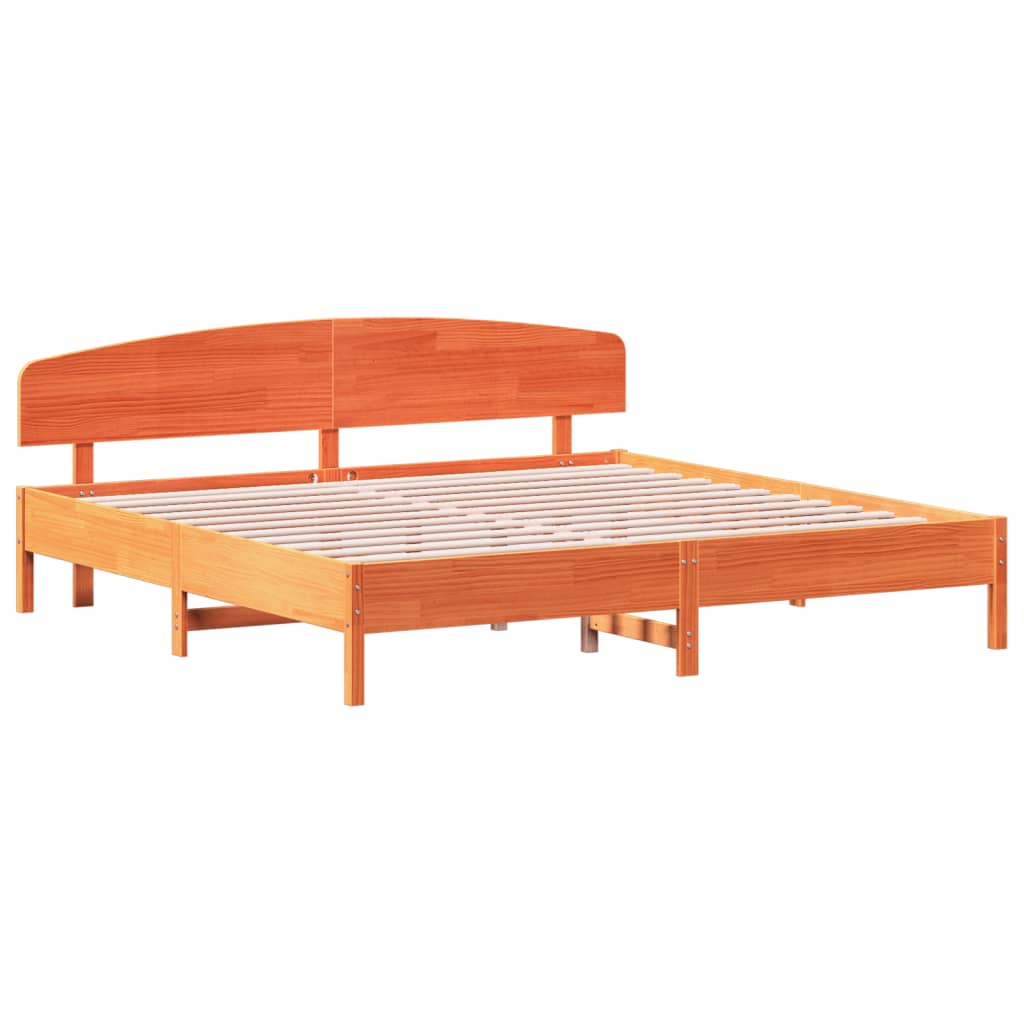 viaszbarna tömör fenyőfa ágy matrac nélkül 200 x 200 cm
