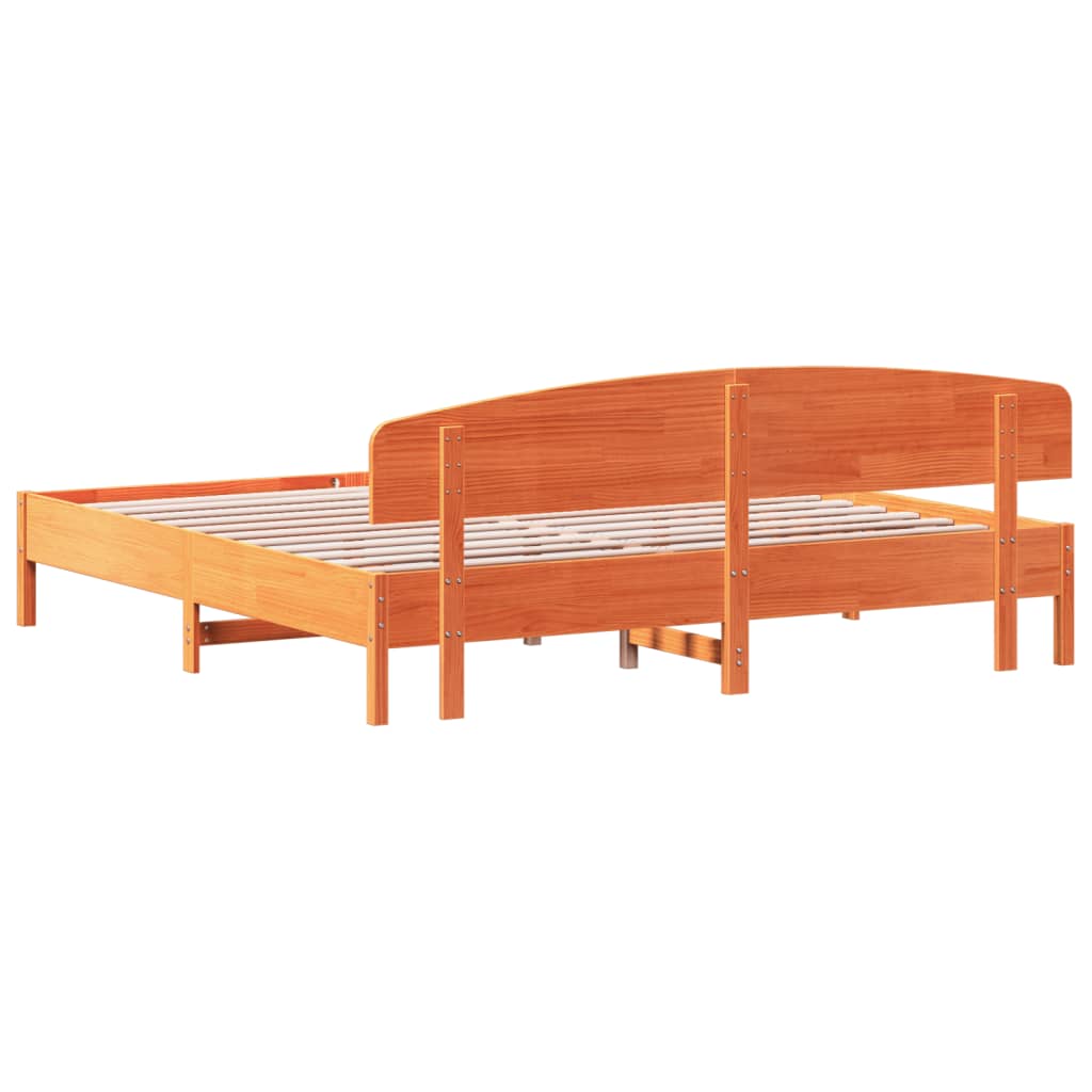 viaszbarna tömör fenyőfa ágy matrac nélkül 200 x 200 cm
