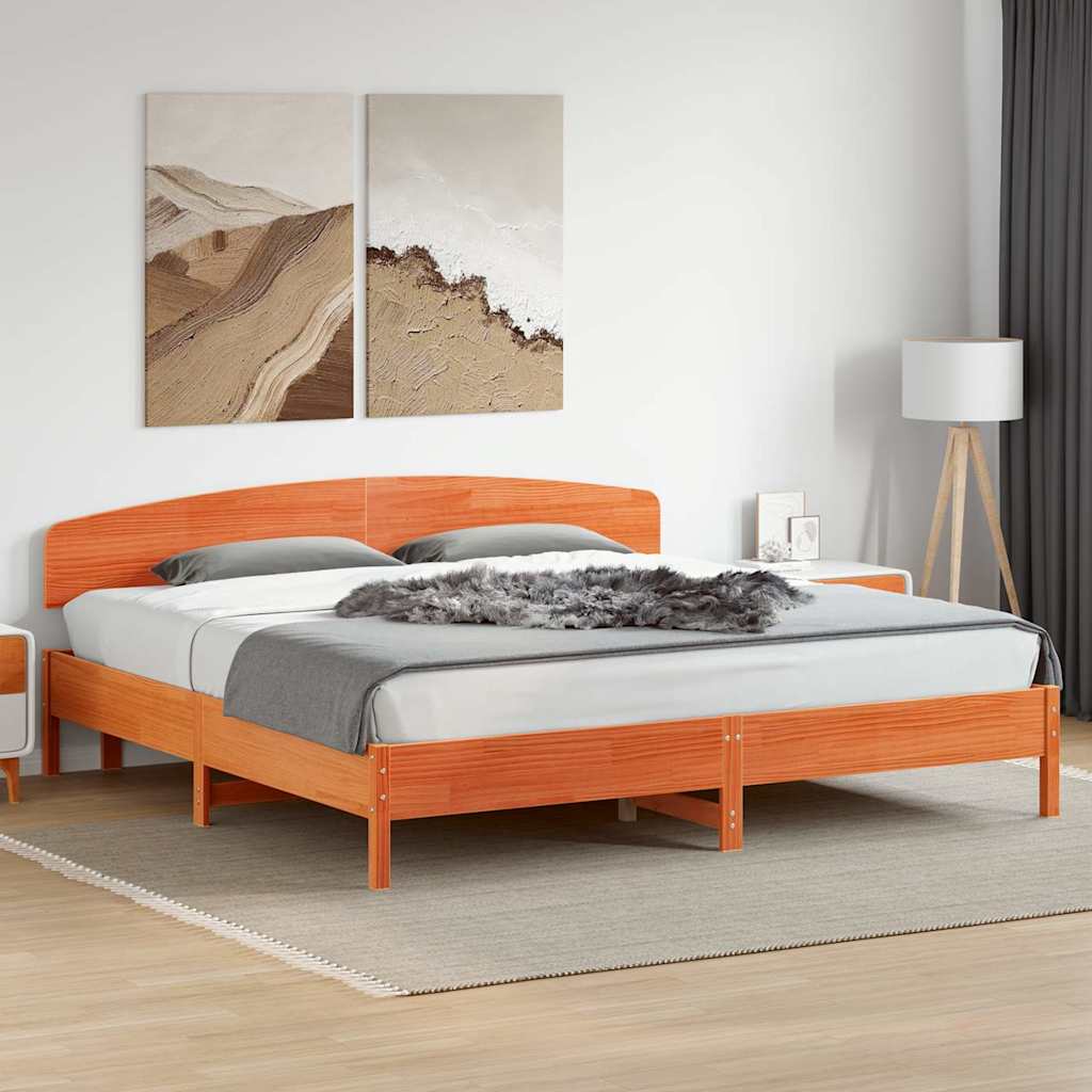viaszbarna tömör fenyőfa ágy matrac nélkül 180 x 200 cm