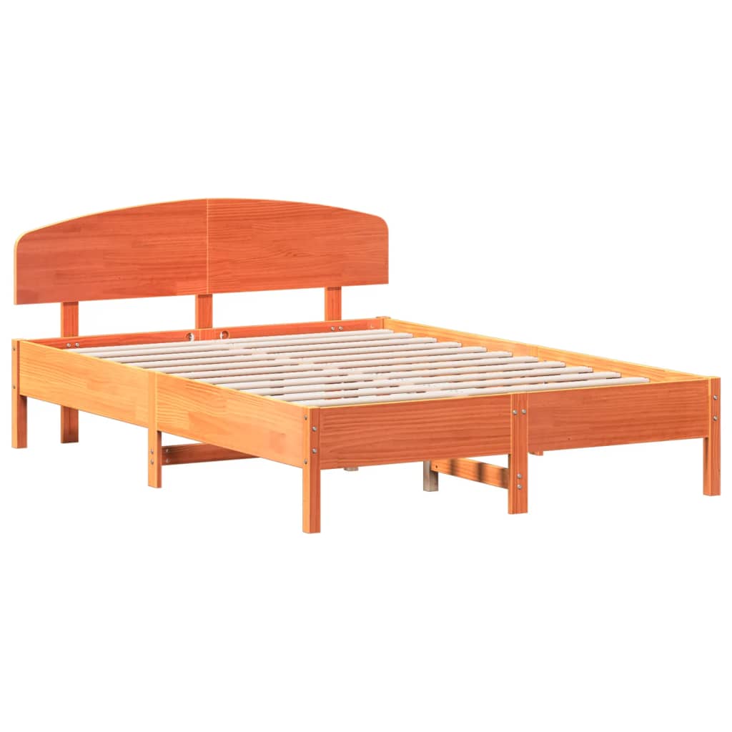 viaszbarna tömör fenyőfa ágy matrac nélkül 150 x 200 cm