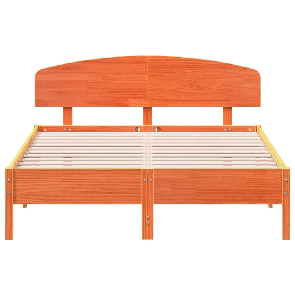 viaszbarna tömör fenyőfa ágy matrac nélkül 150 x 200 cm