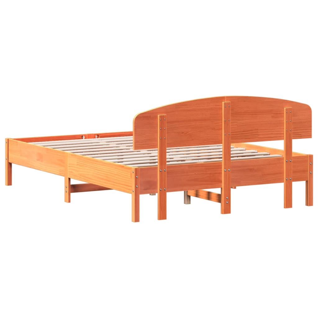 viaszbarna tömör fenyőfa ágy matrac nélkül 150 x 200 cm