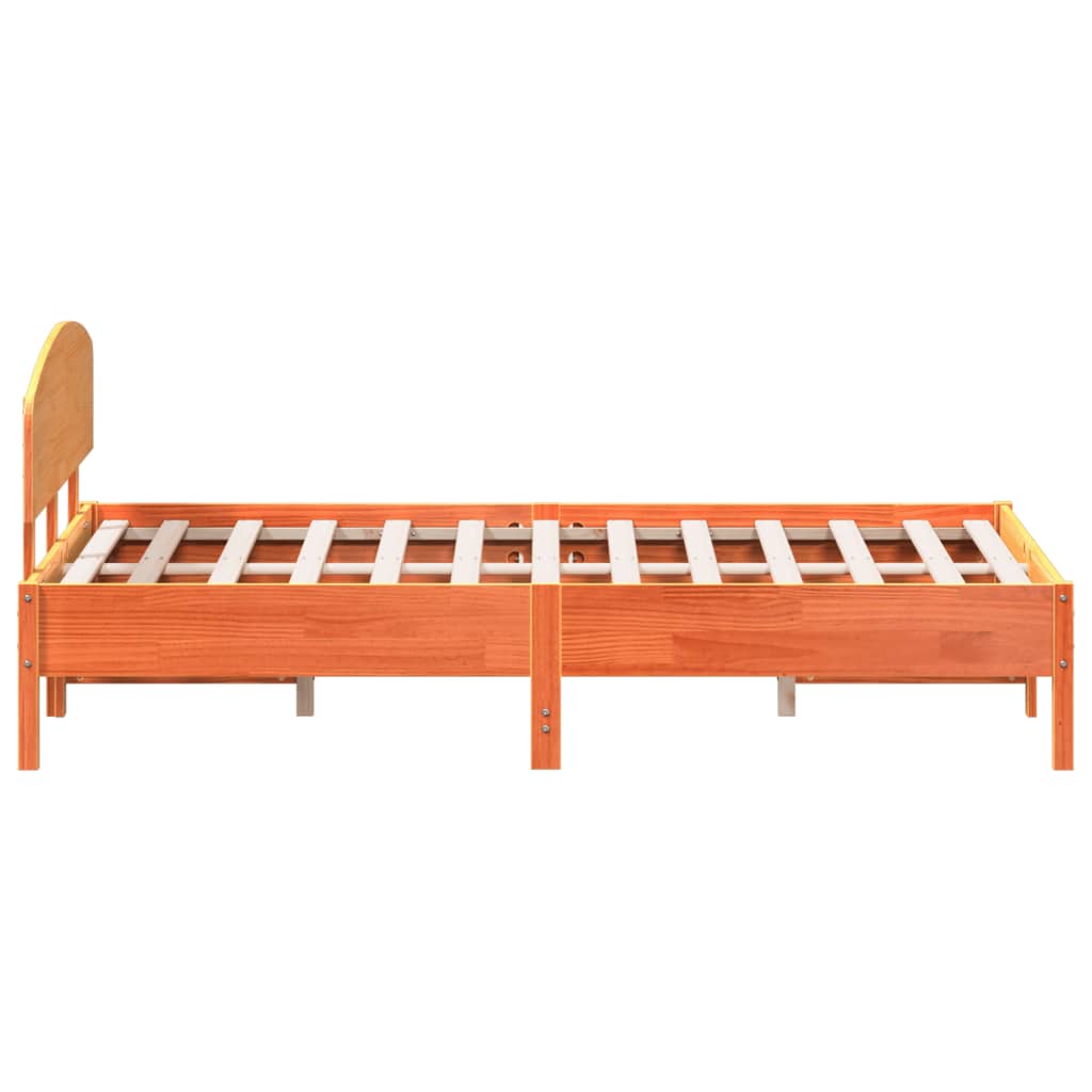 viaszbarna tömör fenyőfa ágy matrac nélkül 140 x 200 cm