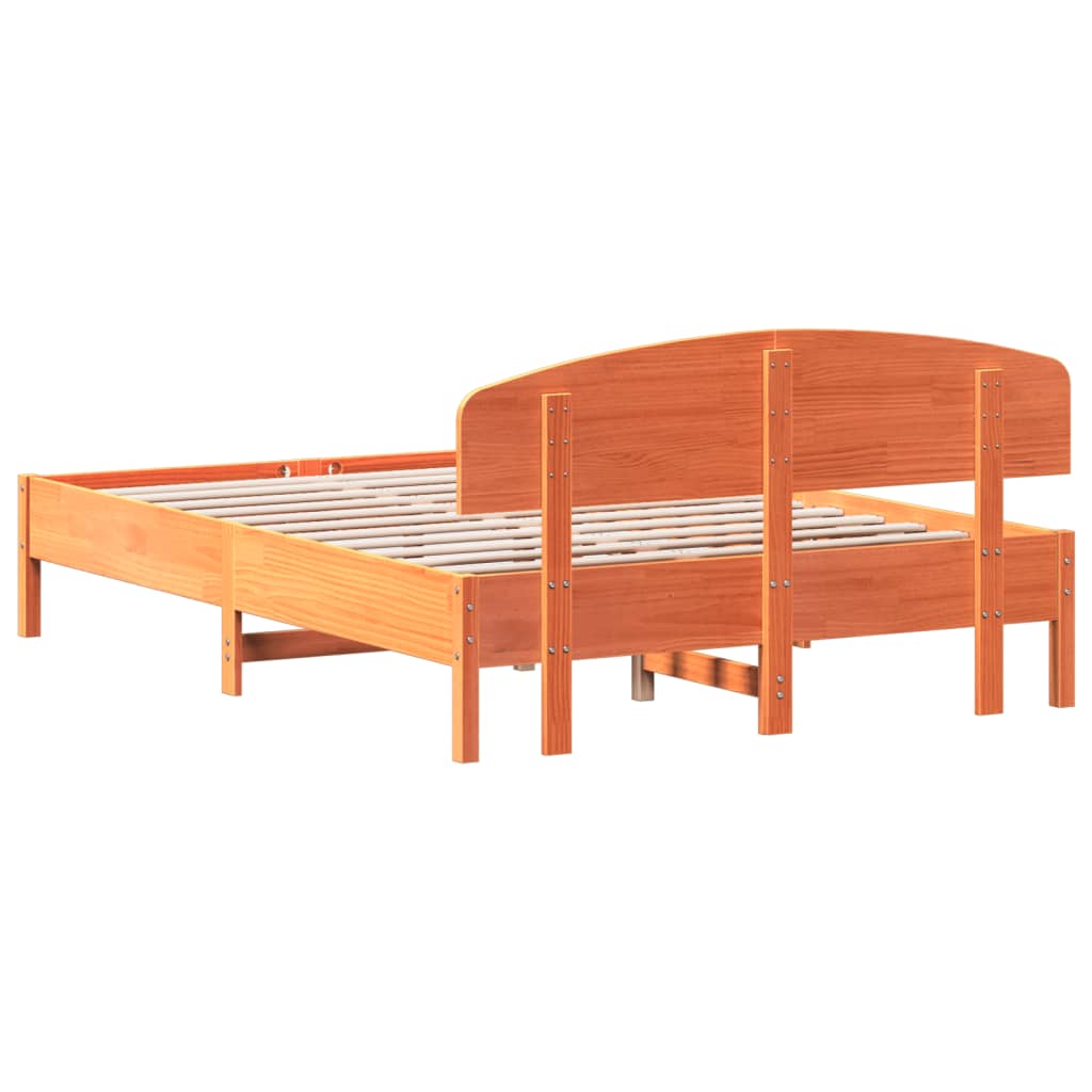 viaszbarna tömör fenyőfa ágy matrac nélkül 120 x 200 cm
