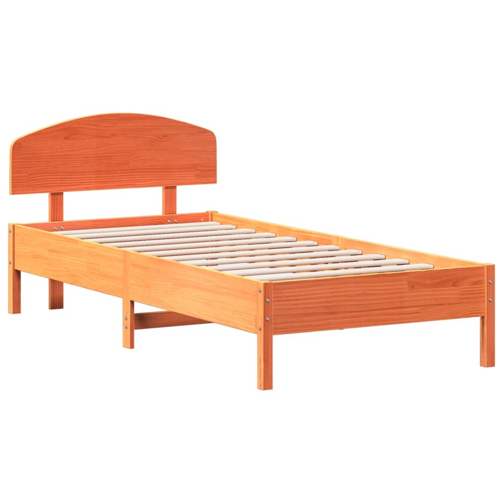 viaszbarna tömör fenyőfa ágy matrac nélkül 100 x 200 cm