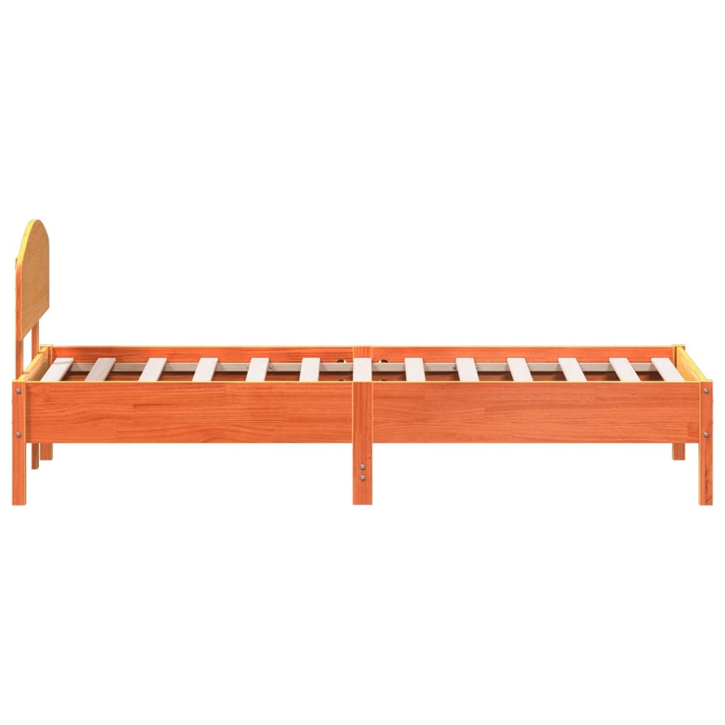 viaszbarna tömör fenyőfa ágy matrac nélkül 100 x 200 cm