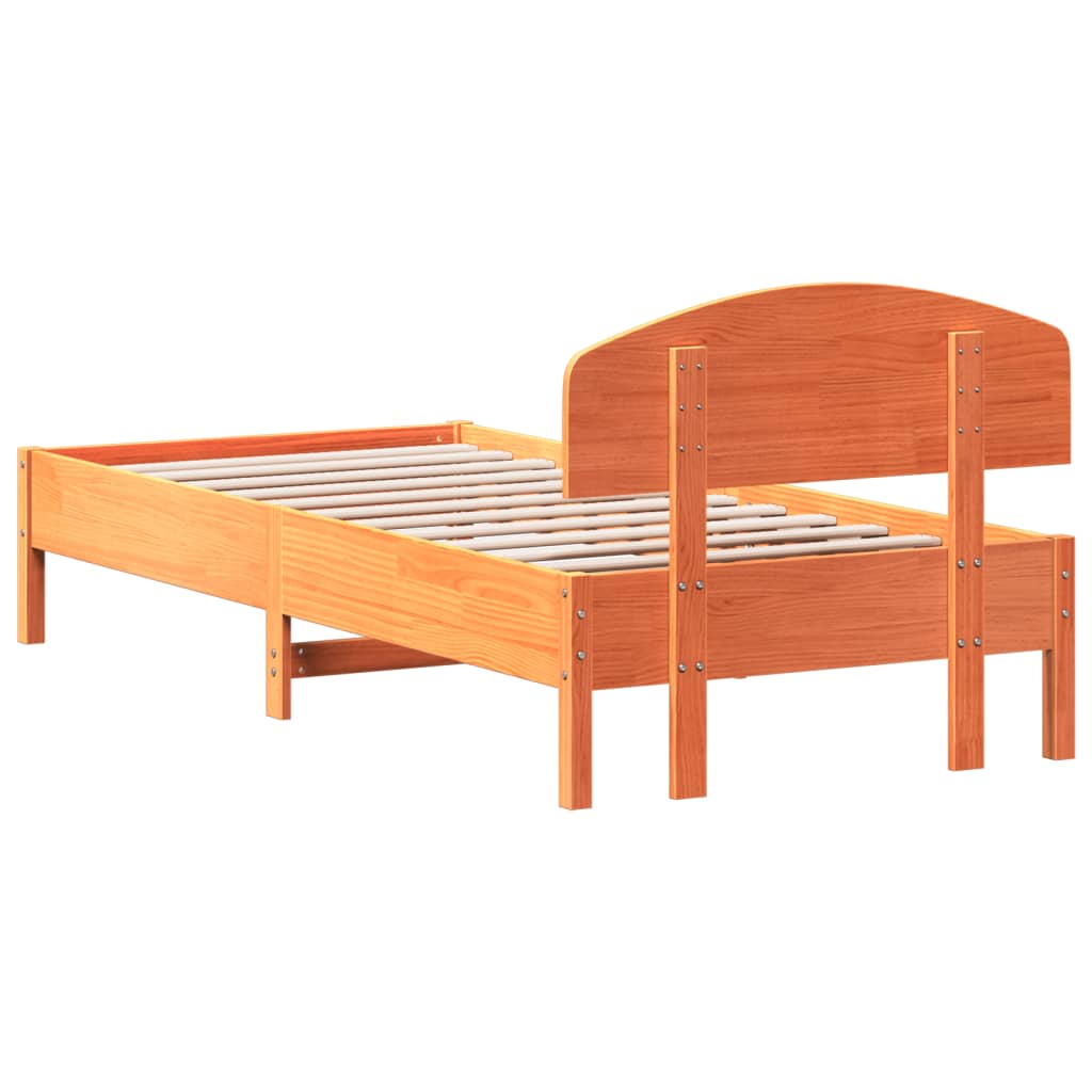 viaszbarna tömör fenyőfa ágy matrac nélkül 100 x 200 cm
