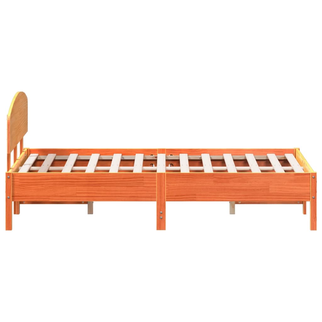 viaszbarna tömör fenyőfa ágy matrac nélkül 140 x 190 cm