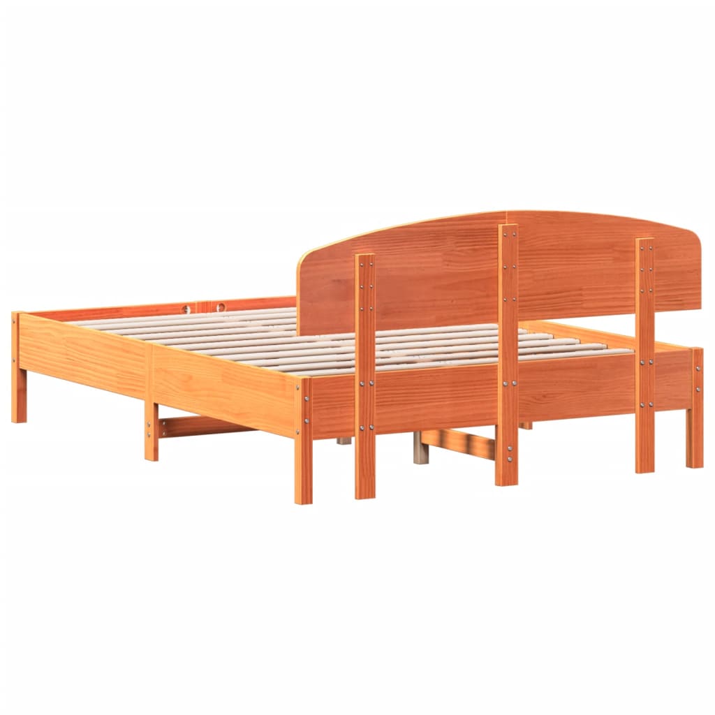viaszbarna tömör fenyőfa ágy matrac nélkül 140 x 190 cm