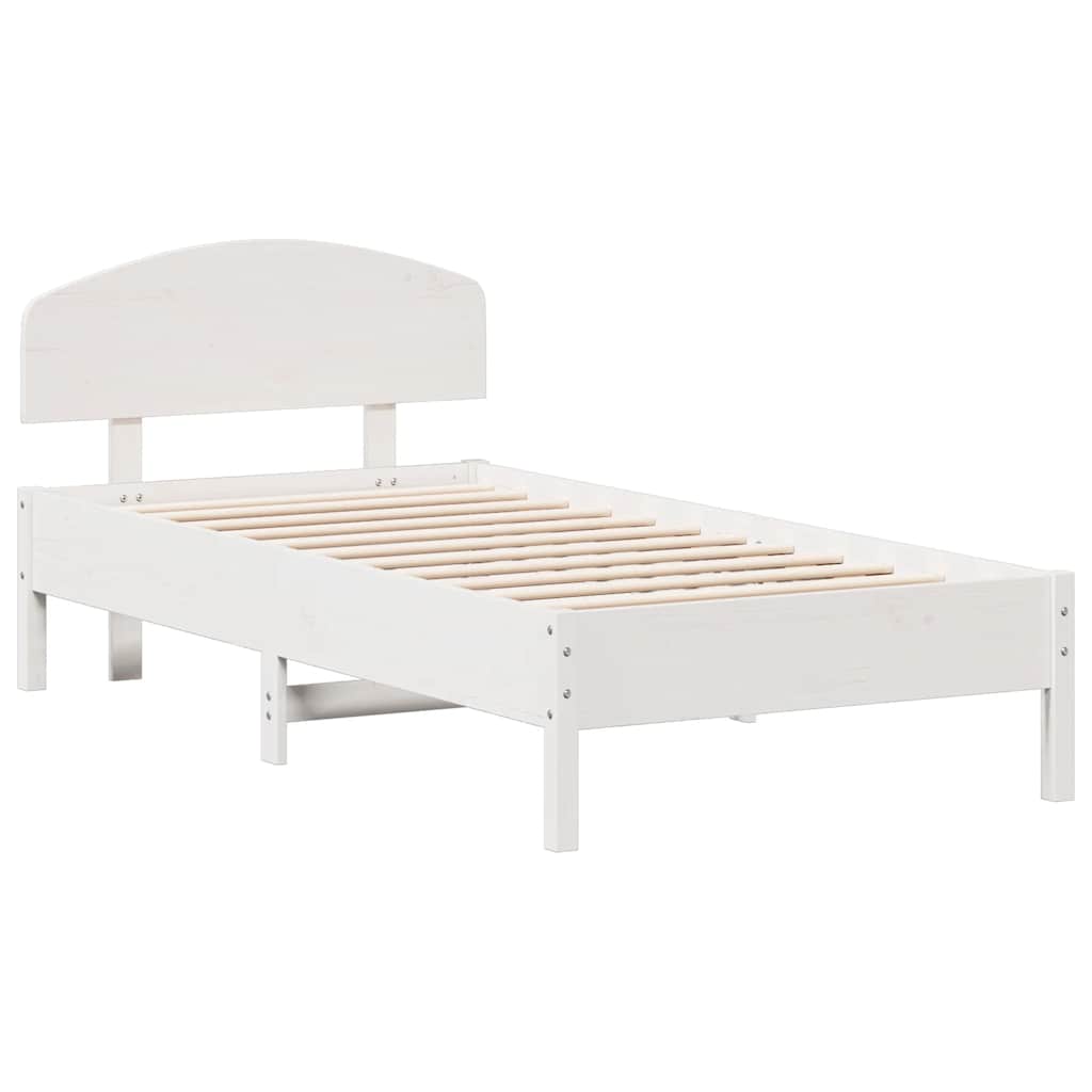 fehér tömör fenyőfa ágy matrac nélkül 75 x 190 cm