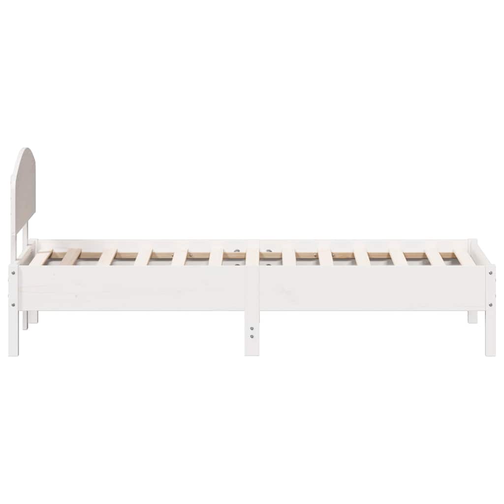 fehér tömör fenyőfa ágy matrac nélkül 75 x 190 cm