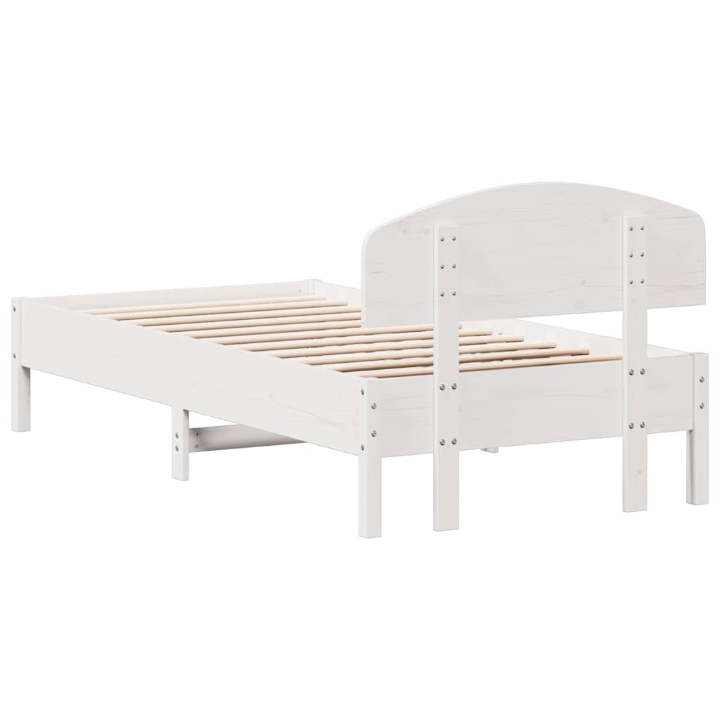 fehér tömör fenyőfa ágy matrac nélkül 75 x 190 cm