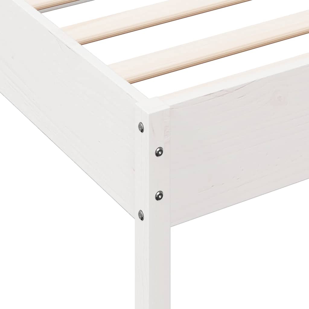 fehér tömör fenyőfa ágy matrac nélkül 75 x 190 cm