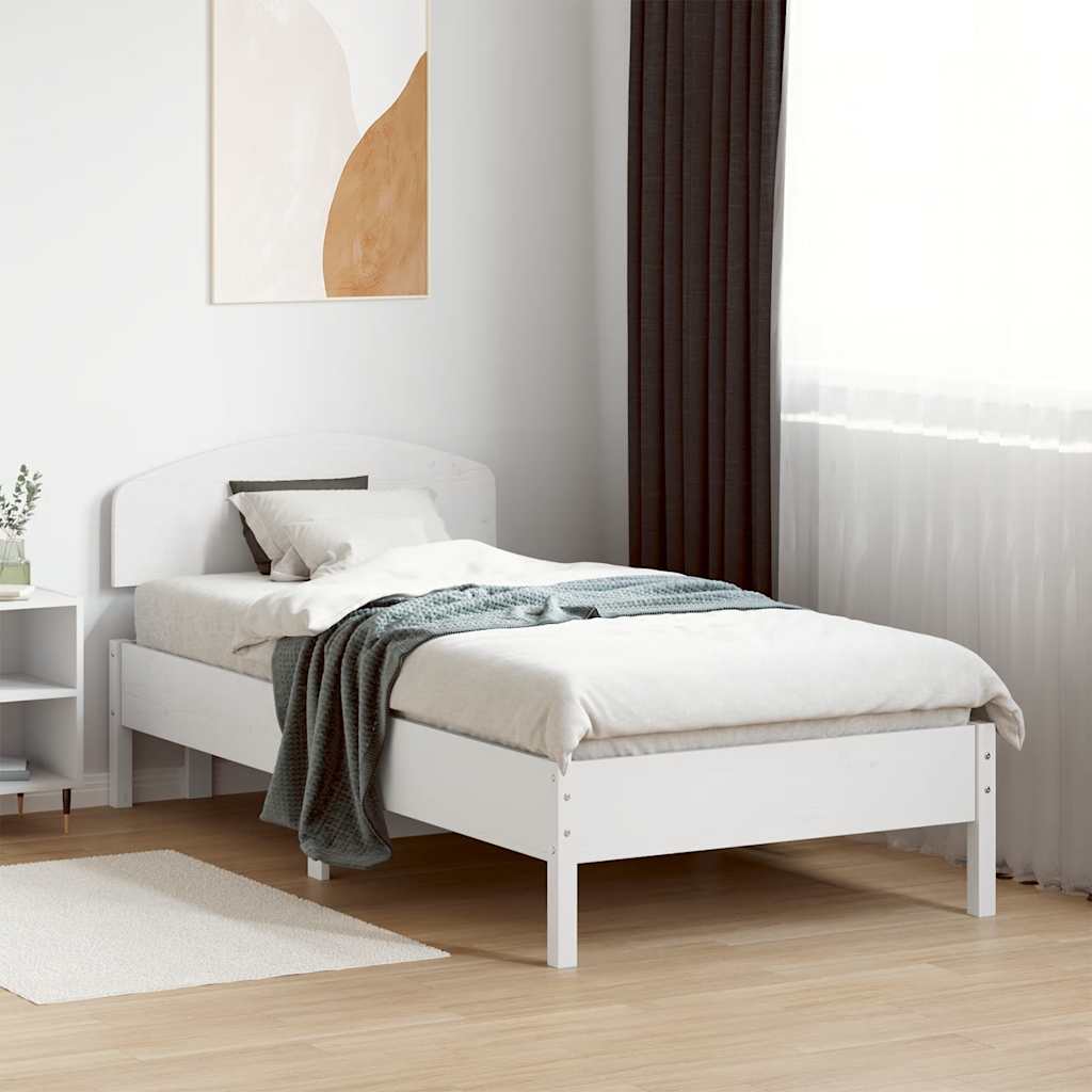 fehér tömör fenyőfa ágy matrac nélkül 75 x 190 cm