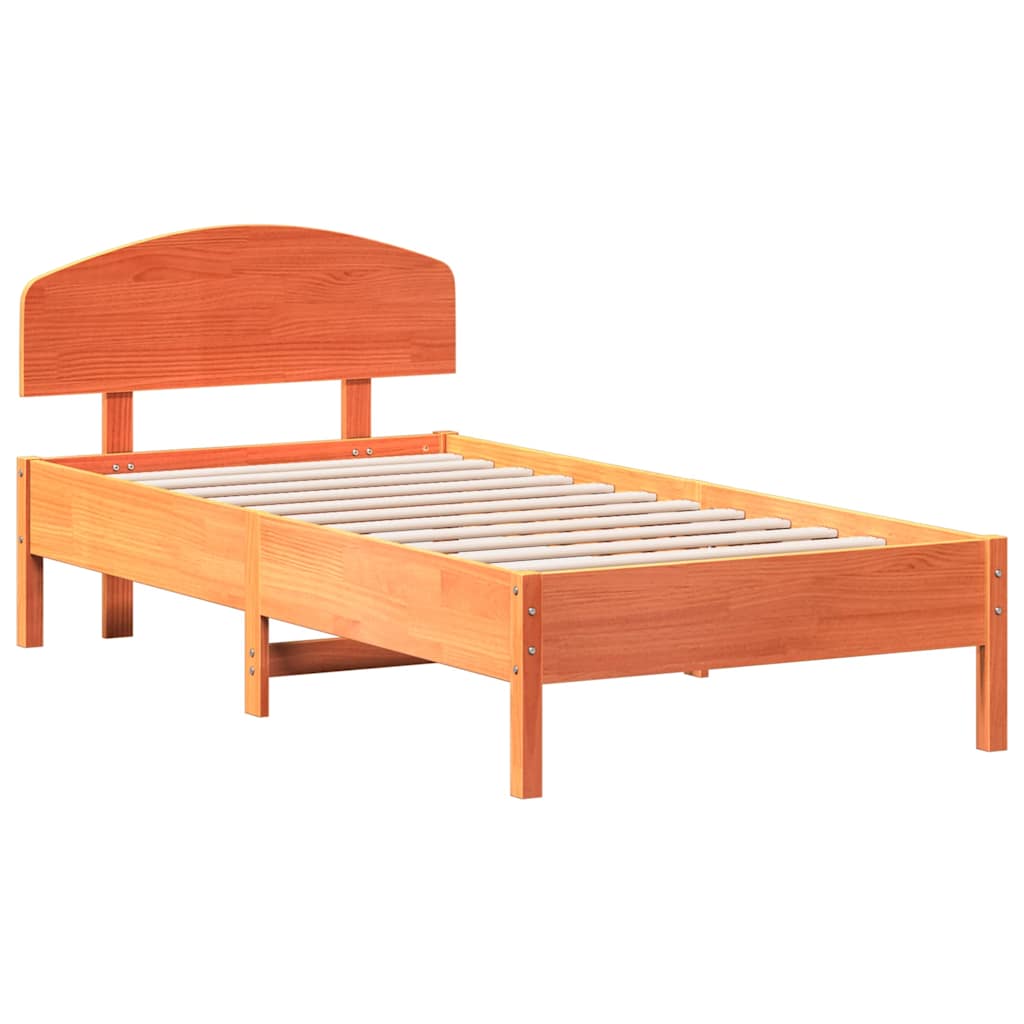 viaszbarna tömör fenyőfa ágy matrac nélkül 75 x 190 cm