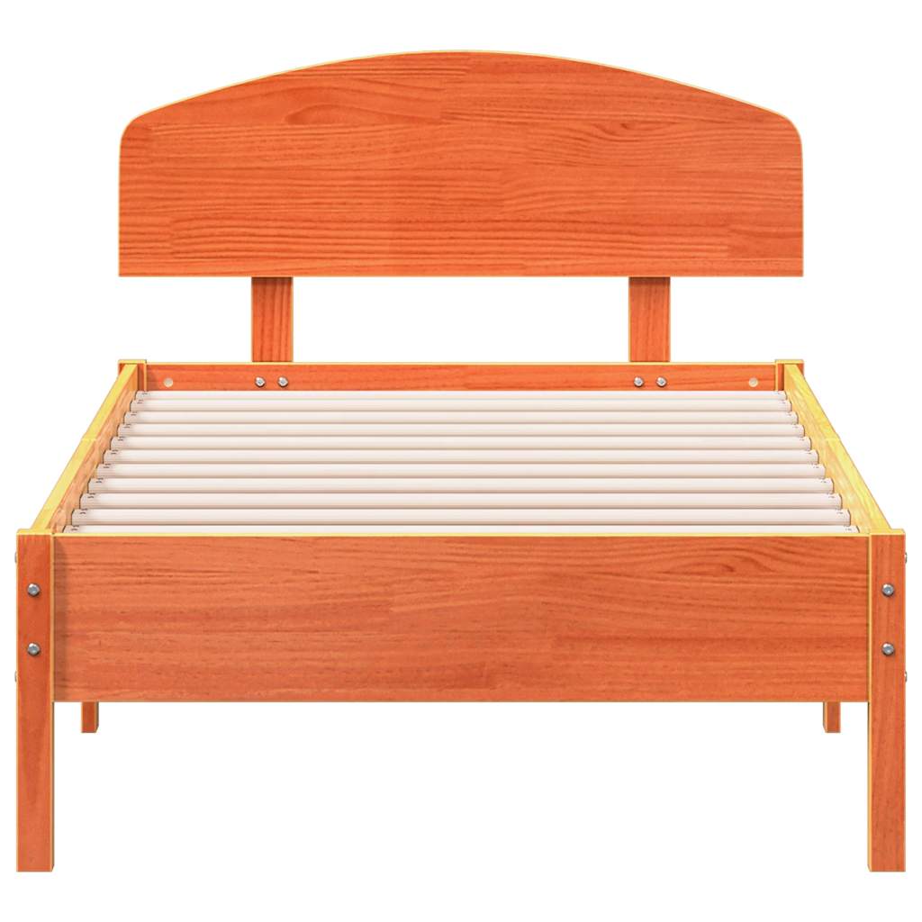viaszbarna tömör fenyőfa ágy matrac nélkül 75 x 190 cm