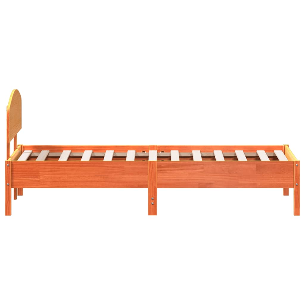 viaszbarna tömör fenyőfa ágy matrac nélkül 75 x 190 cm