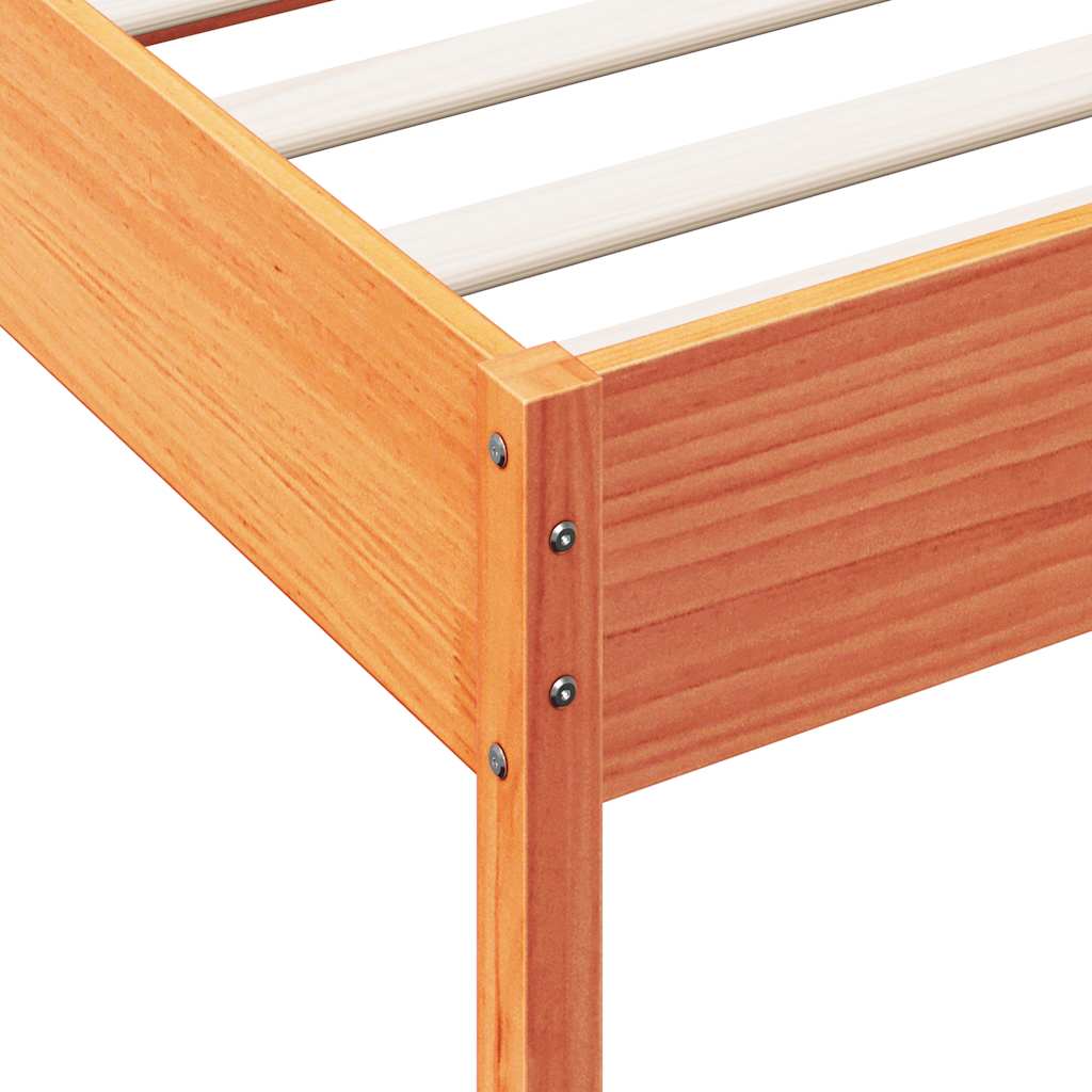 viaszbarna tömör fenyőfa ágy matrac nélkül 75 x 190 cm