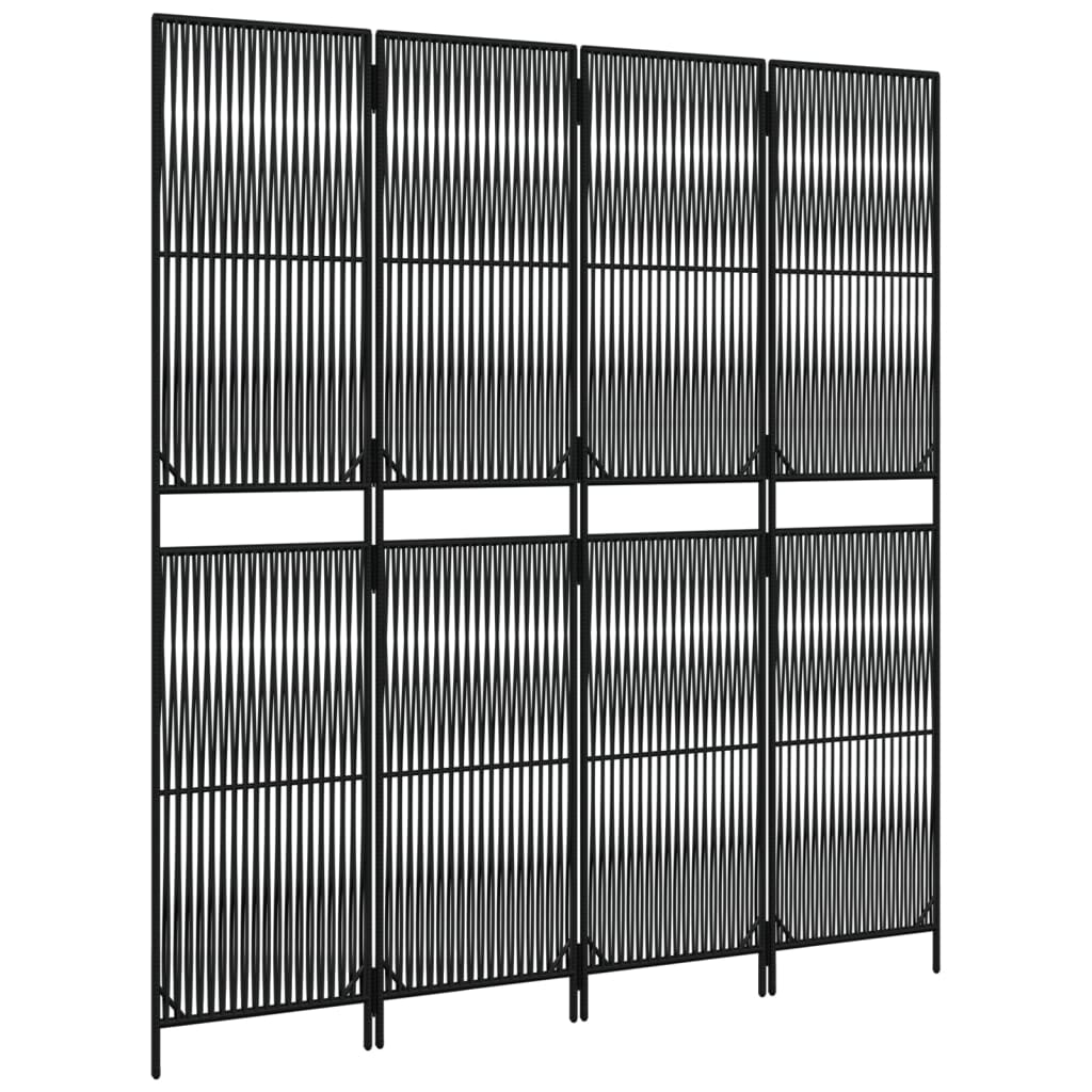 fekete 4 paneles polyrattan térelválasztó
