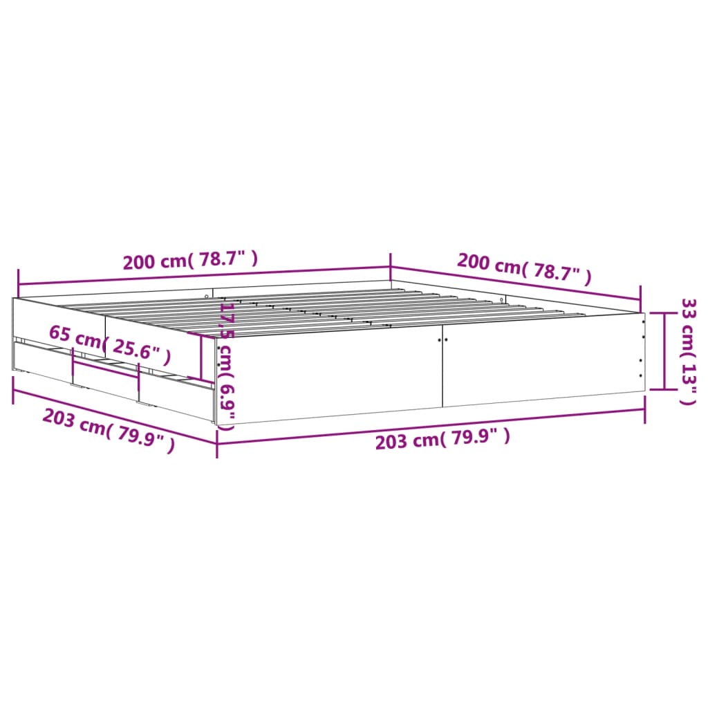 fekete szerelt fa ágykeret 200 x 200 cm