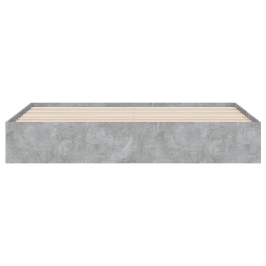 betonszürke szerelt fa ágykeret fiókokkal 200 x 200 cm