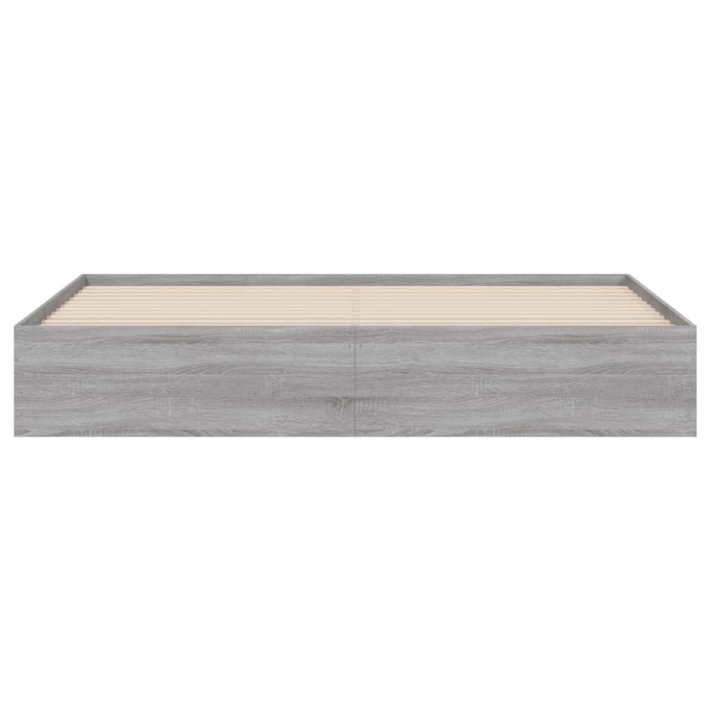 sonoma tölgyszínű szerelt fa ágykeret fiókokkal 200 x 200 cm