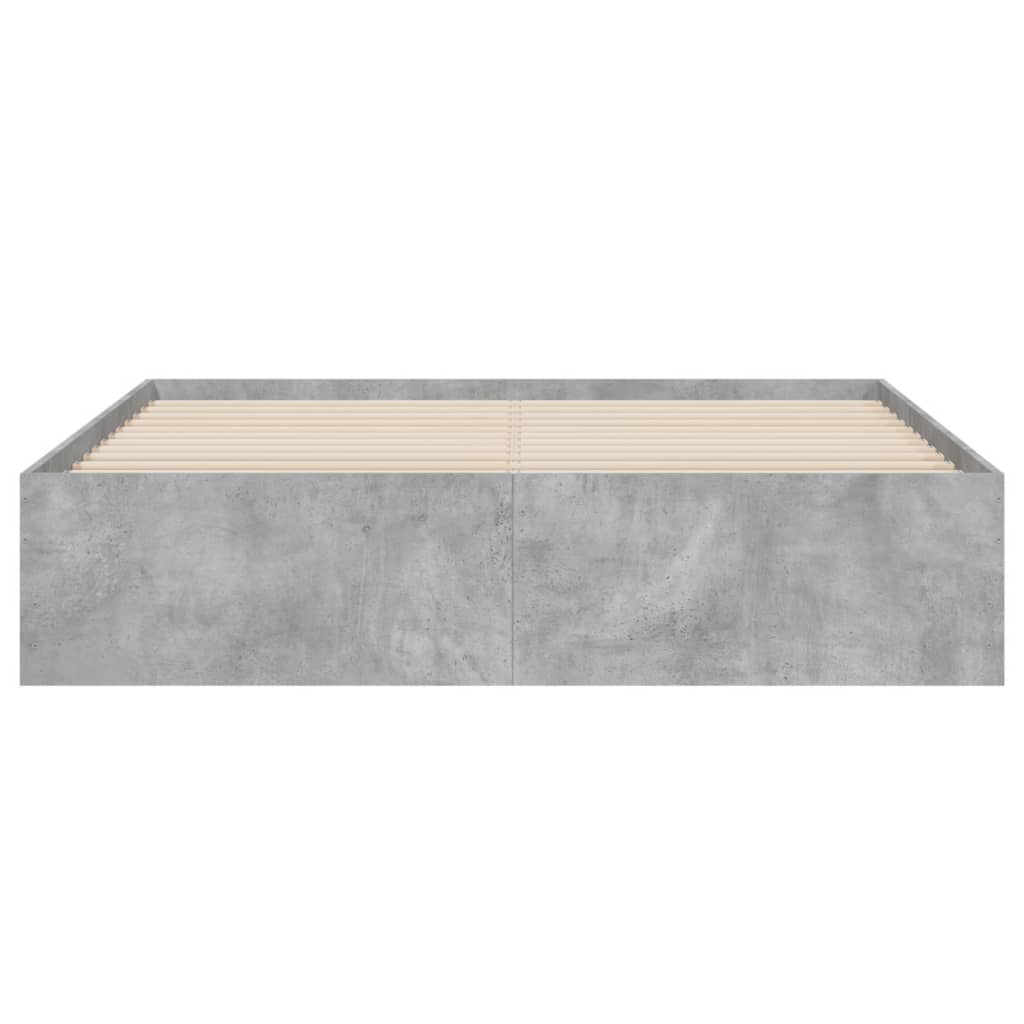 betonszürke szerelt fa ágykeret fiókokkal 150 x 200 cm