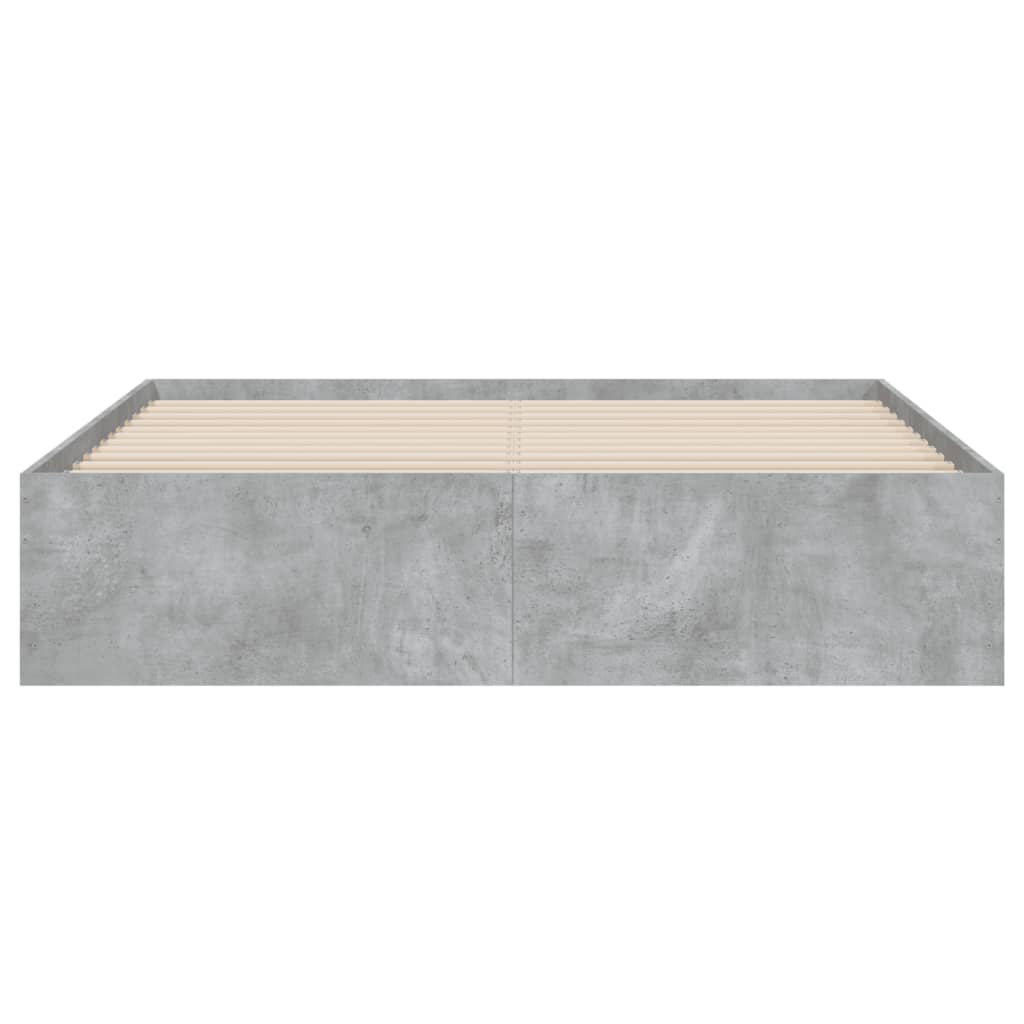 betonszürke szerelt fa ágykeret fiókokkal 140 x 190 cm